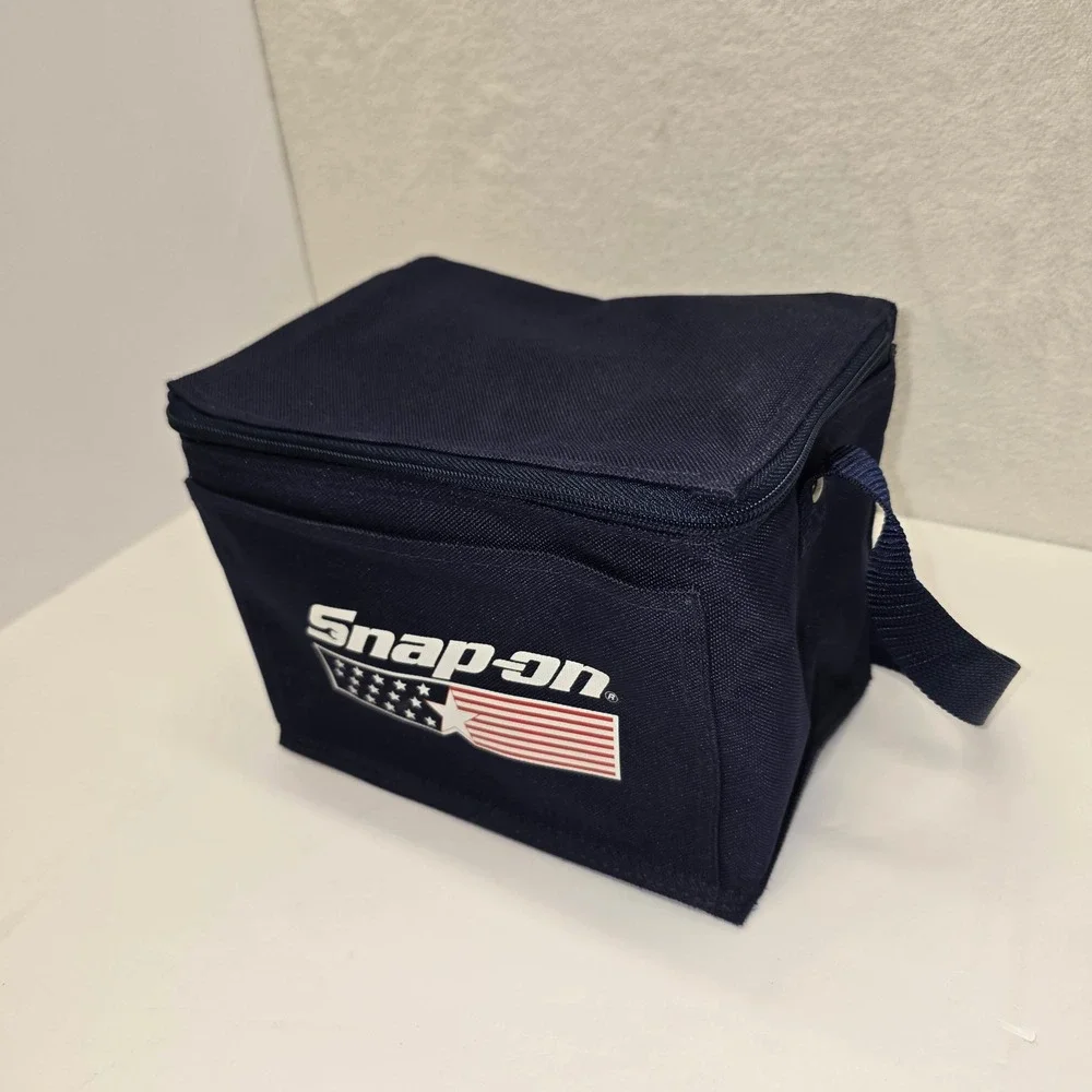 Snap-on Insulated Lunch Bag Cooler Zipper Navy USA‎ Logo Compact